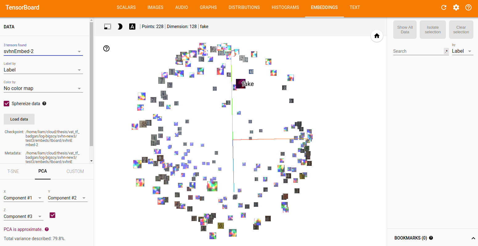 Tensorboard embedding visualiser in action