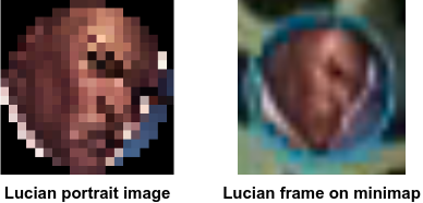 Ideally, we needed a model that could take a raw champion portrait (left), and make it look as though it were on the minimap (right)